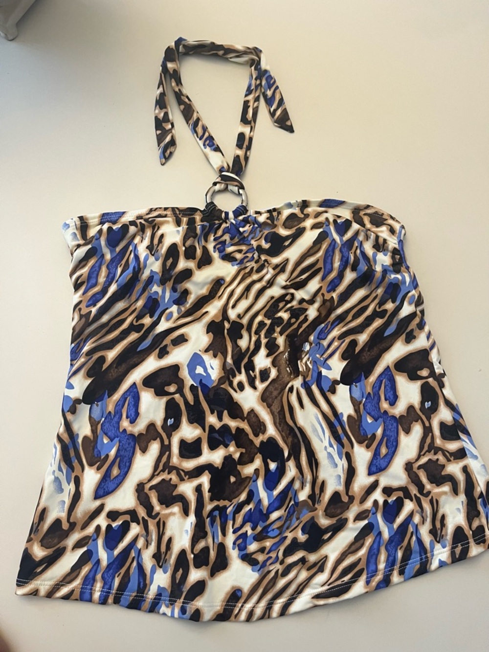 Jones New York Blue and Brown Animal-Print Tankini top